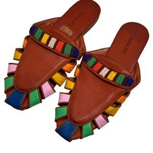 NEW Farm Rio Sandals Rainbow Beaded Mule size 40, US 9